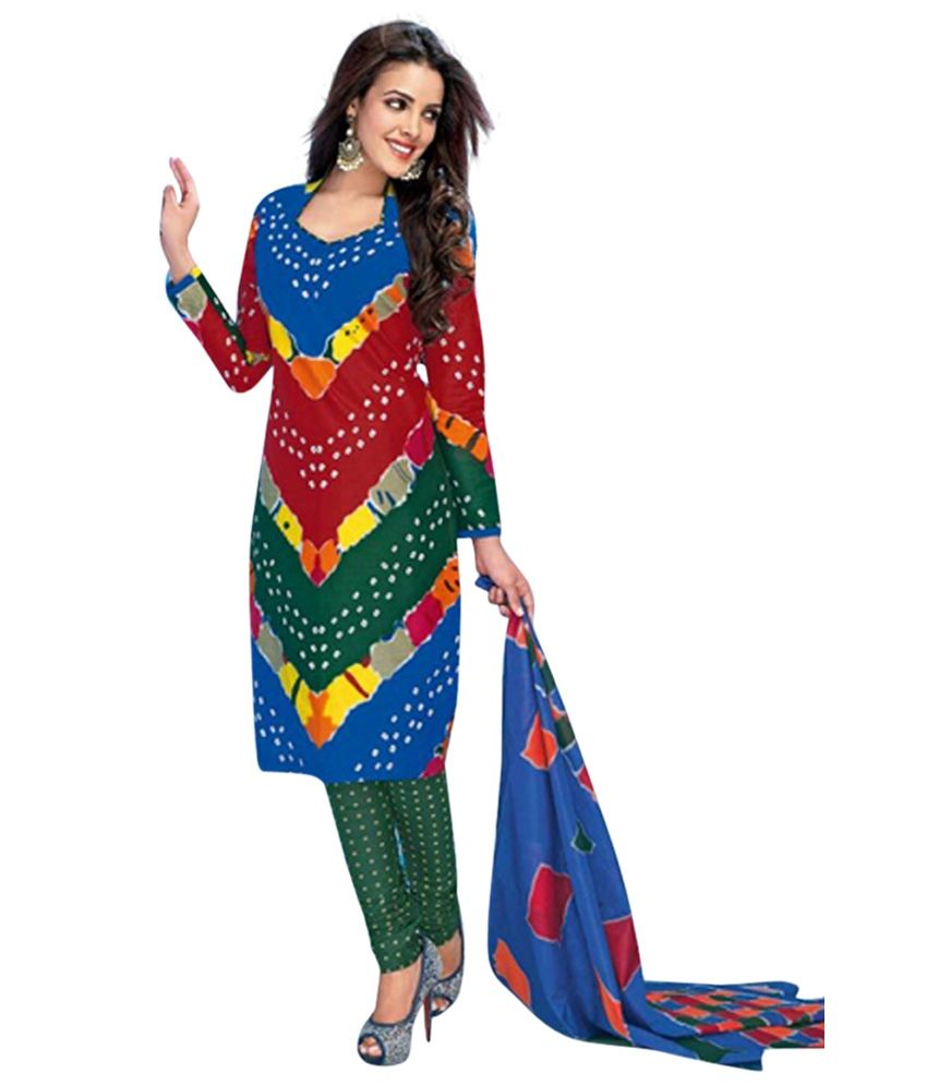 Deeptex Unstitched Dress Material Multi Color Cotton Unstitched Dress ...