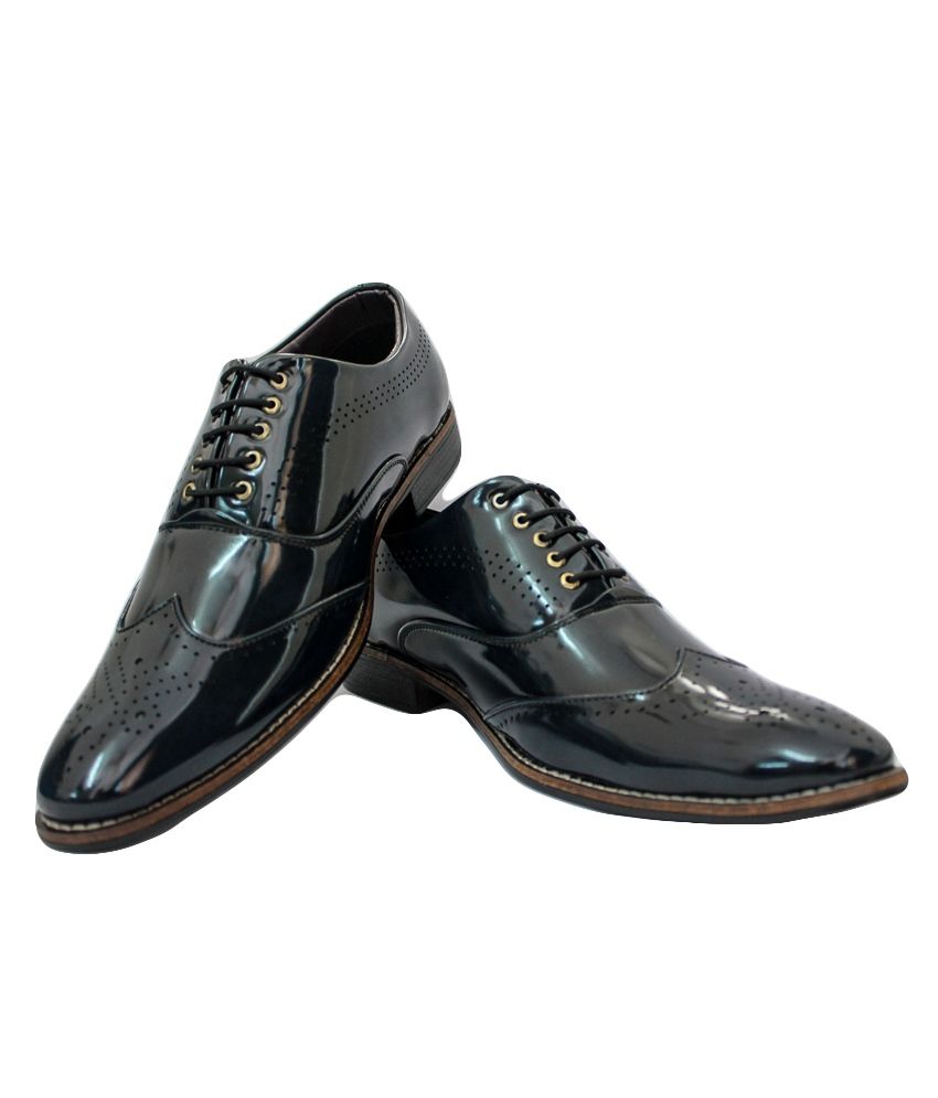 Promenade Blue Patent Leather Laced Formal Shoes For Men Price in India ...