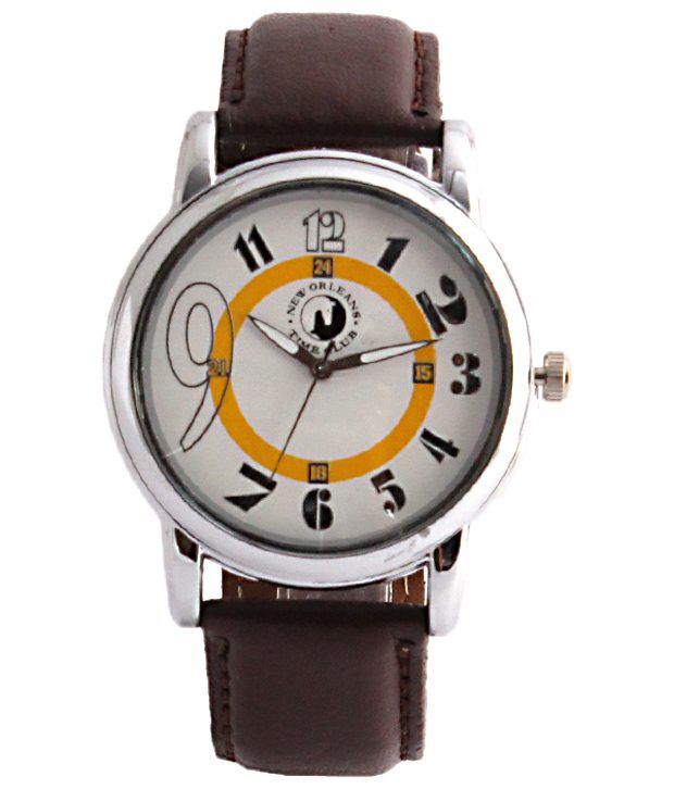 New Orleans Time Club Classic Combo Of Black N Brown Strap Wrist