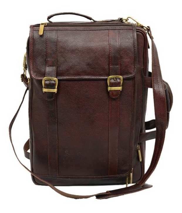 Vssap Brown Leather Water Resistant Laptop Bag Buy Vssap Brown