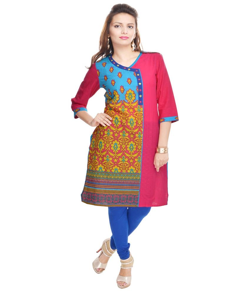 Sangas Multicolor Cotton Printed 3|4th Sleeve Kurti - Buy Sangas ...