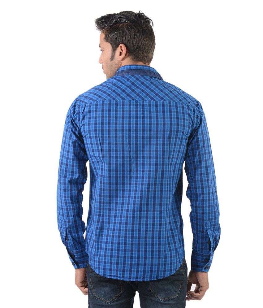 sky blue checks shirt