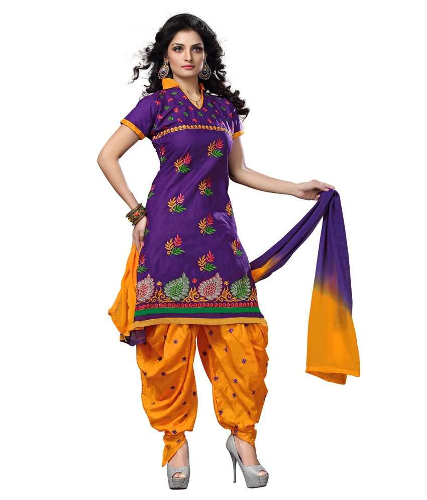 Pricebet Purple Cotton Patiala Salwar Suit - Buy Pricebet Purple Cotton ...