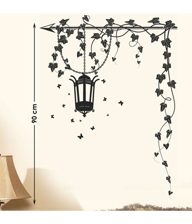 StickersKart Wall Stickers Hanging Lamp and Vines Black ...