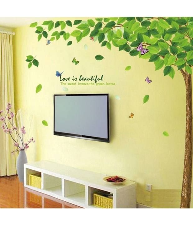 StickersKart Green Leaves Tree Wall  Sticker  170 x 100 cms 