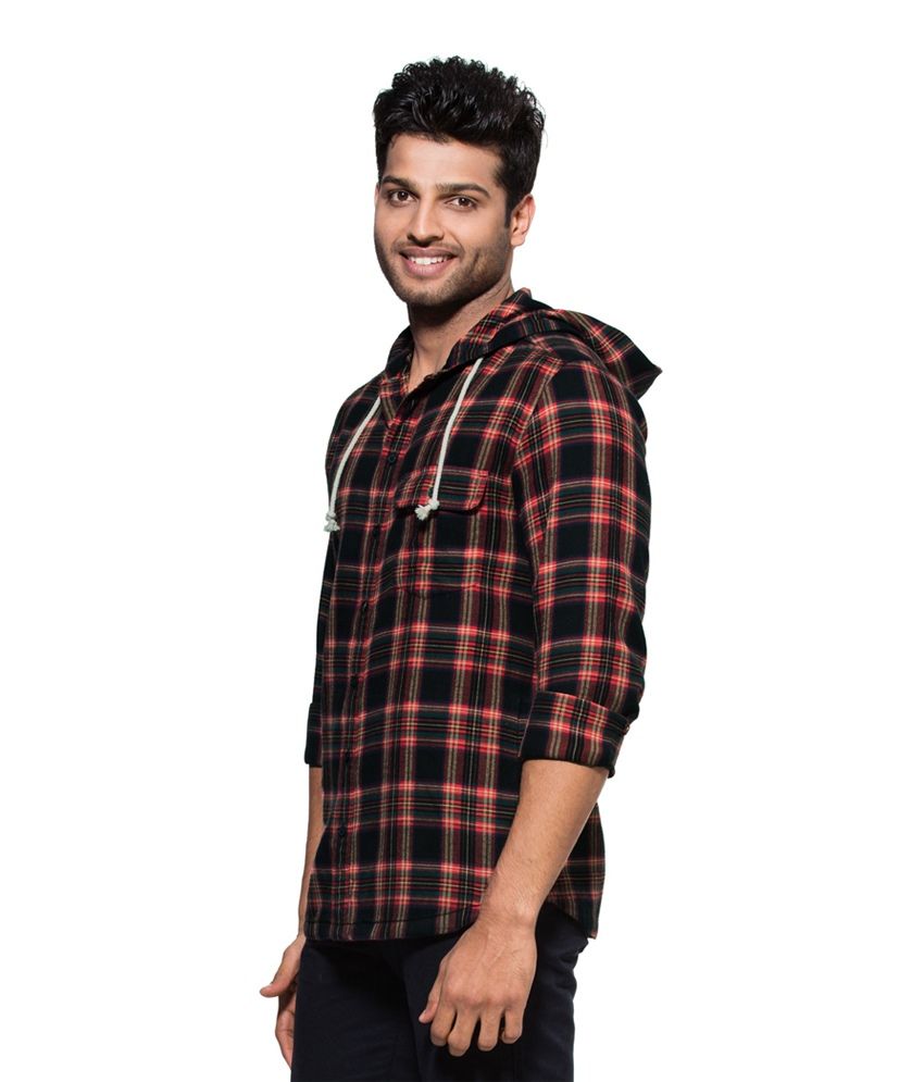 Zovi Slim Fit Casual Red \u0026 Black Check 