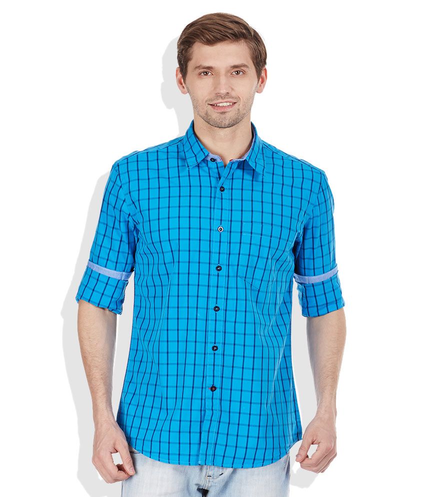 Vivaldi Blue 100 Percent Cotton Shirt - Buy Vivaldi Blue 100 Percent ...