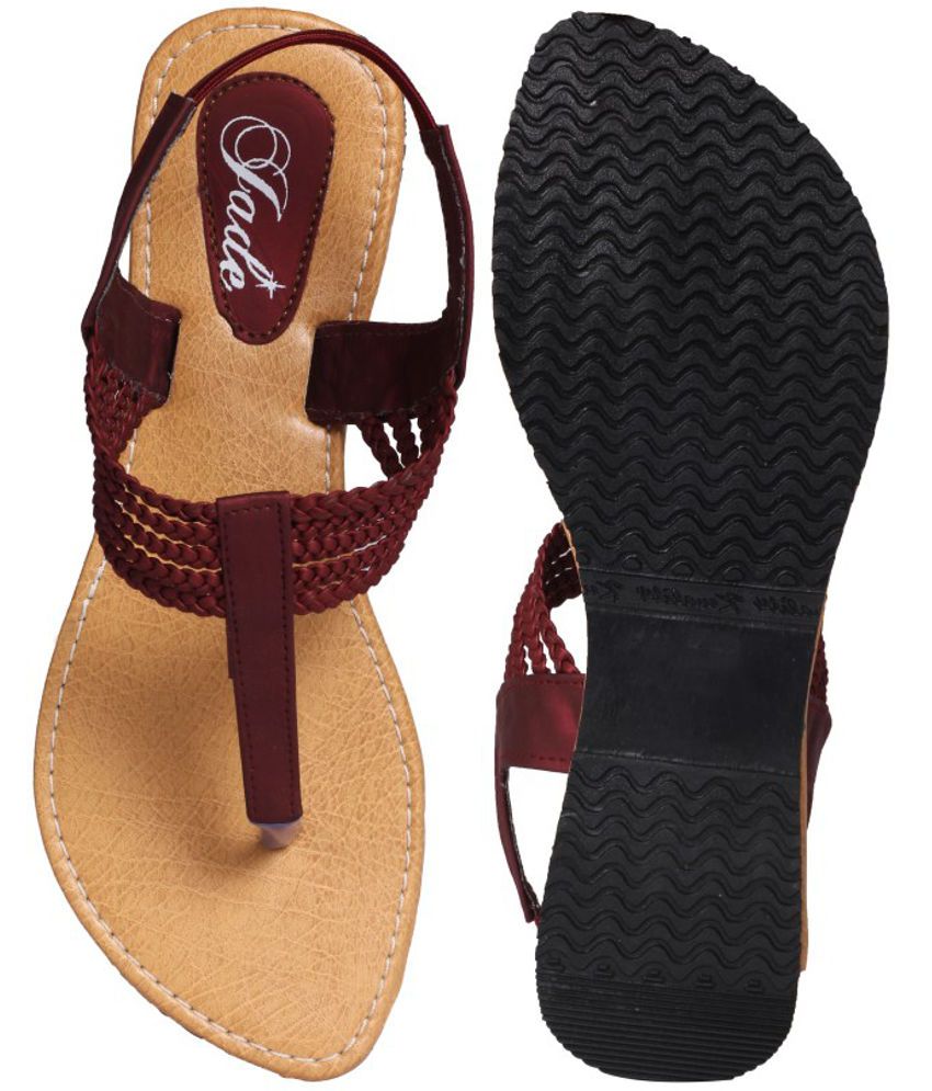 maroon sandals flat