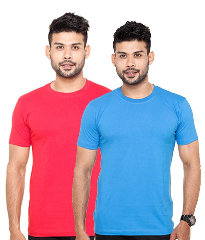    			FLEXIMAA - Multicolor Cotton Slim Fit Men's T-Shirt ( Pack of 2 )