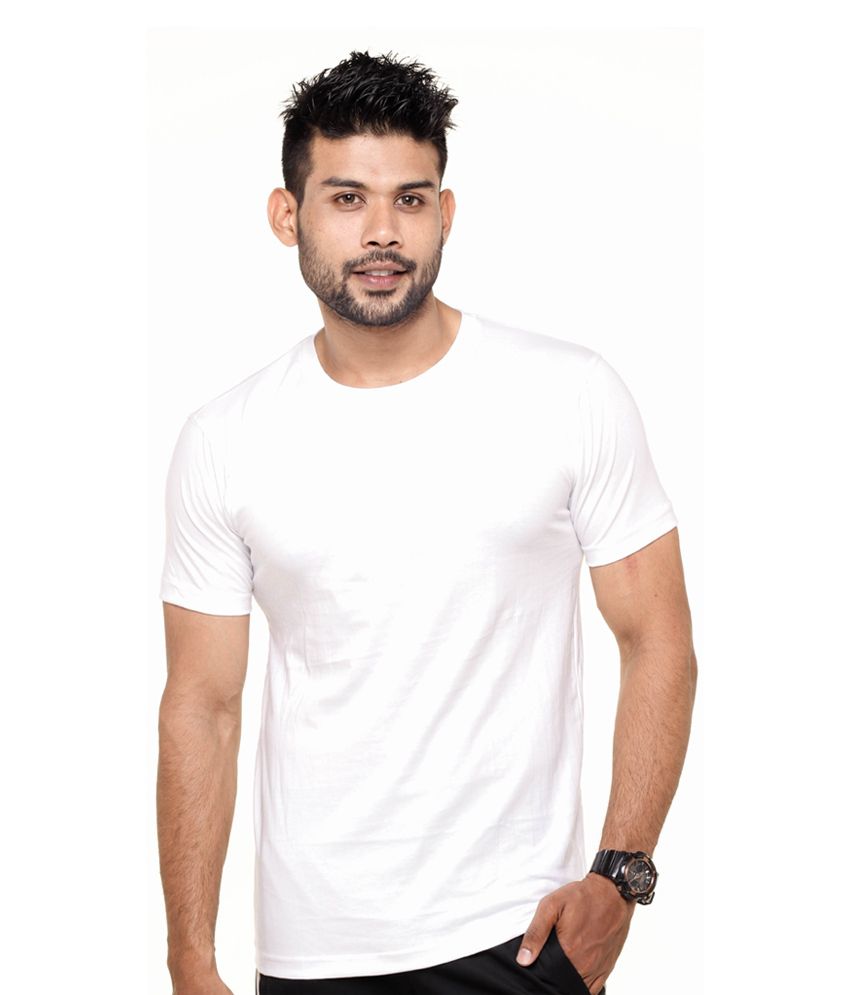     			FLEXIMAA - White Cotton Blend Regular Fit  Men's T-Shirt ( Pack of 1 )