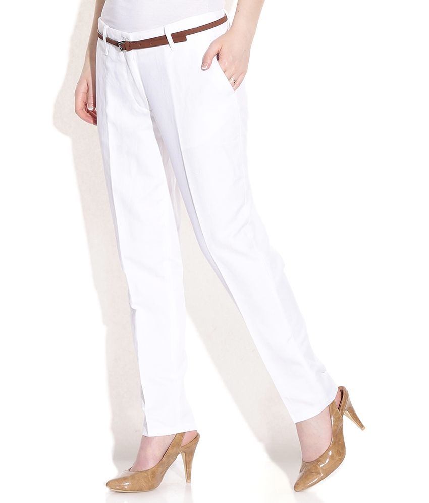 white slim fit trousers