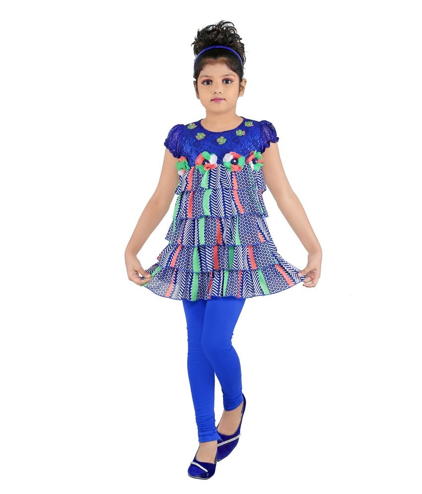 blue color party frocks