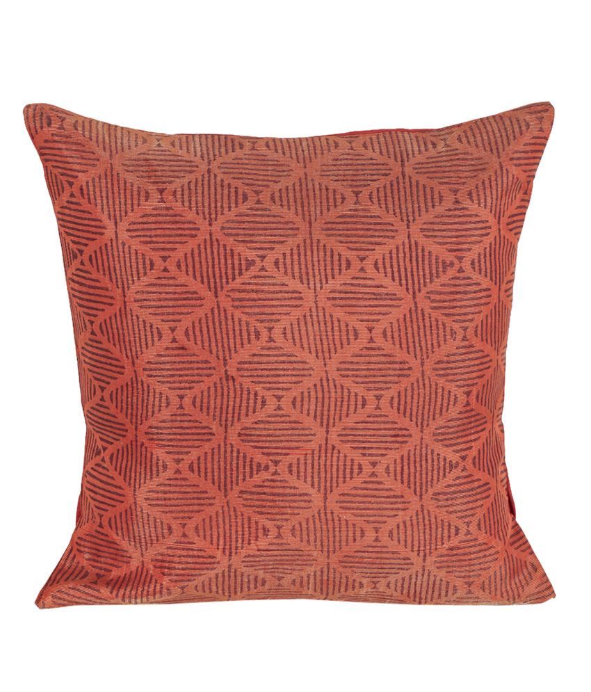 Fabindia Red Chanderi Printed Shibli Cushion Cover: Buy Online at Best ...