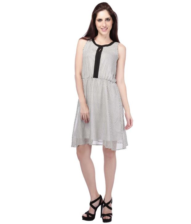 Life By Shoppers Stop White Polyester Dress - Buy Life By Shoppers Stop ...