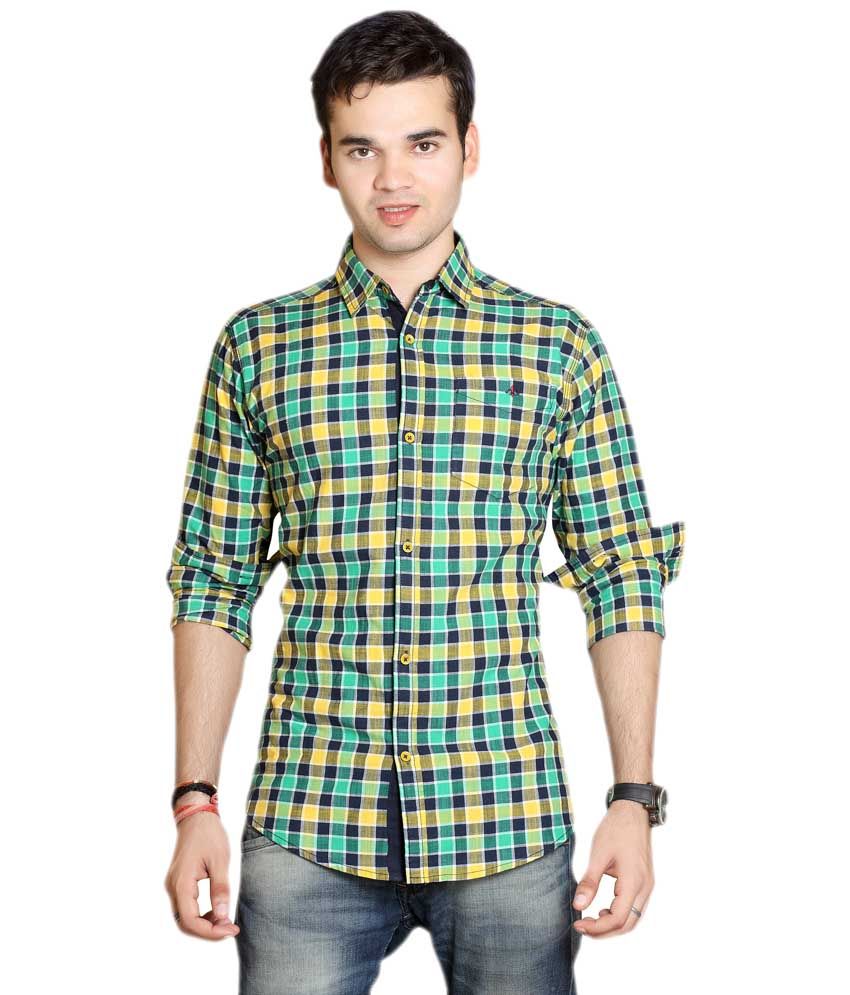green and yellow check shirt