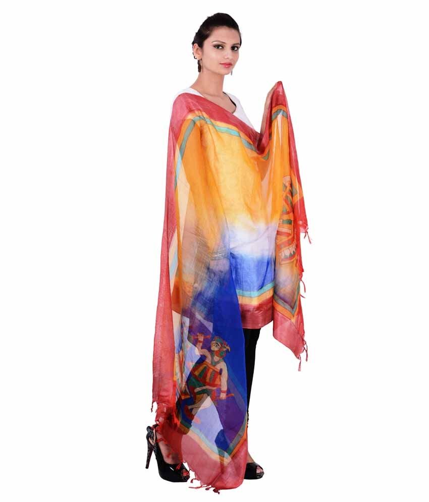 Kubuni Multi Color Tissue Printed Dupatta Price in India - Buy Kubuni Multi Color Tissue Printed 
