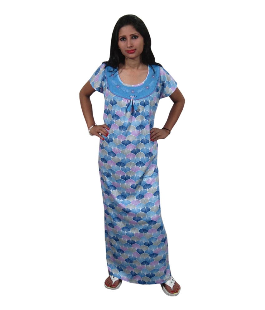 Buy India Trendzs Blue Cotton Printed Nighty Online at Best Prices in ...