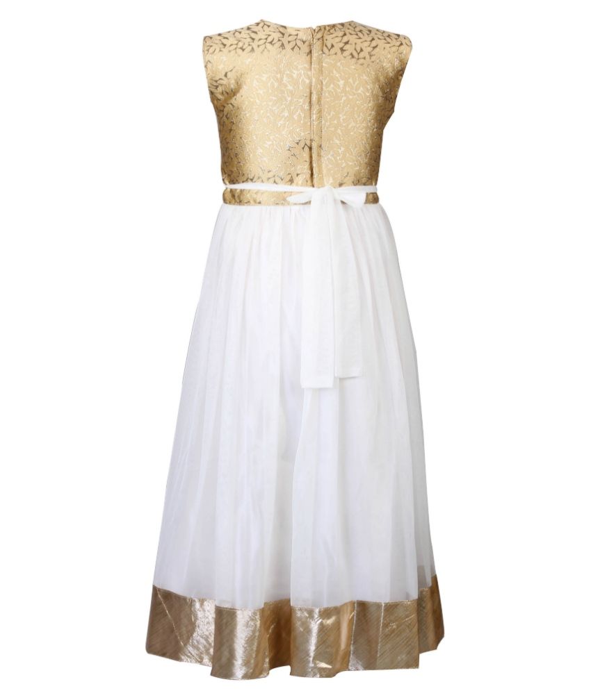 white and gold combination dress