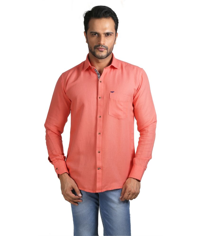 peach colour formal shirt