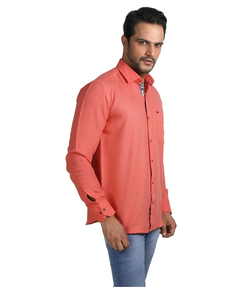 peach colour formal shirt