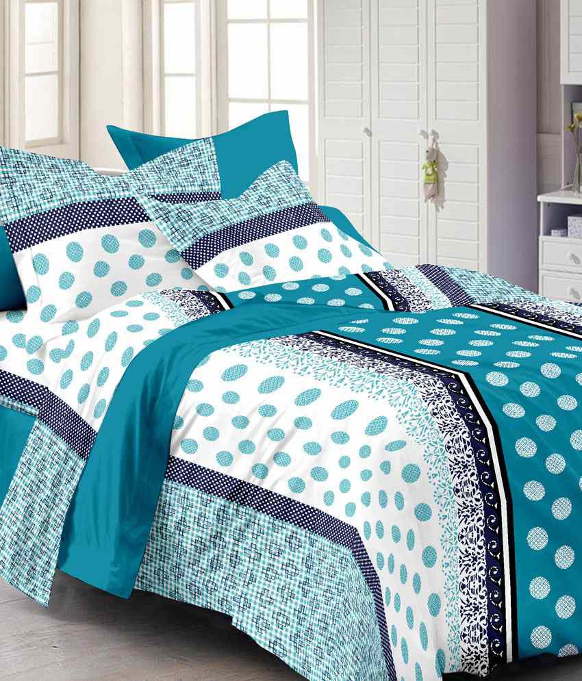     			Ahmedabad Cotton Blue Basics 100% Cotton Single Bedsheet