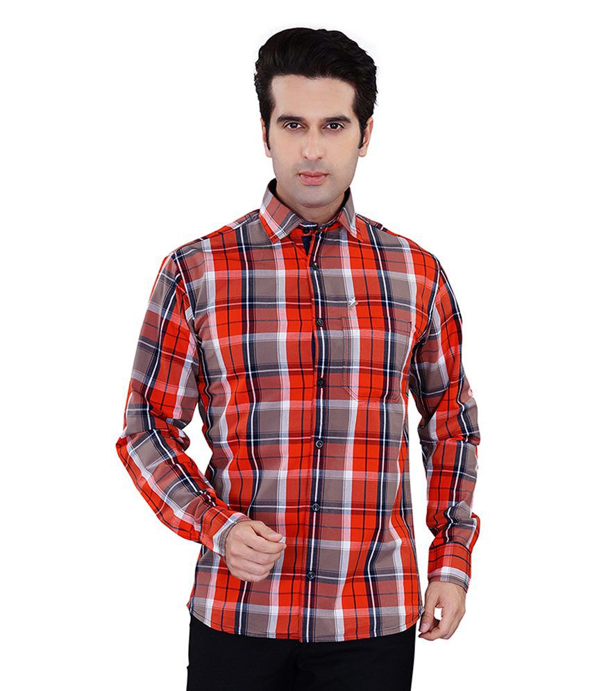 Jazzup Cotton Checkered Casual Shirt - Red - Buy Jazzup Cotton ...