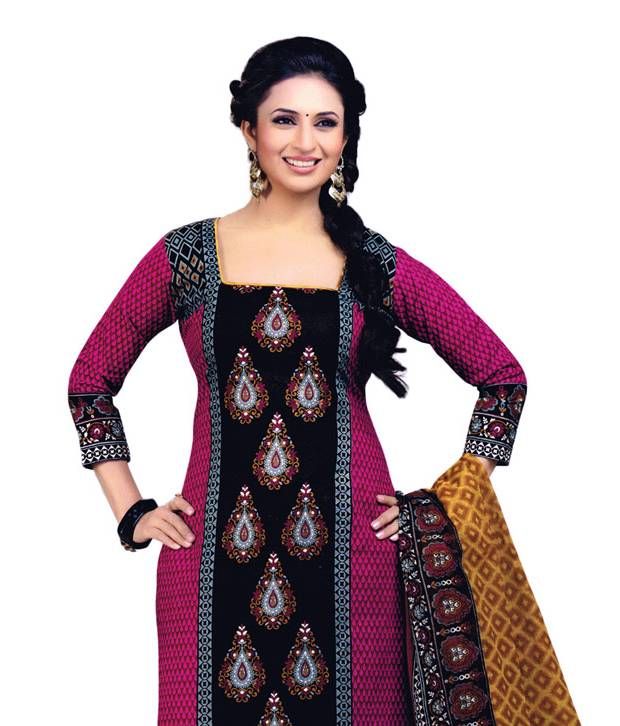 Shree Ganesh Purple and Grey Cotton Printed Dress Material - Buy Shree Ganesh Purple and Grey 