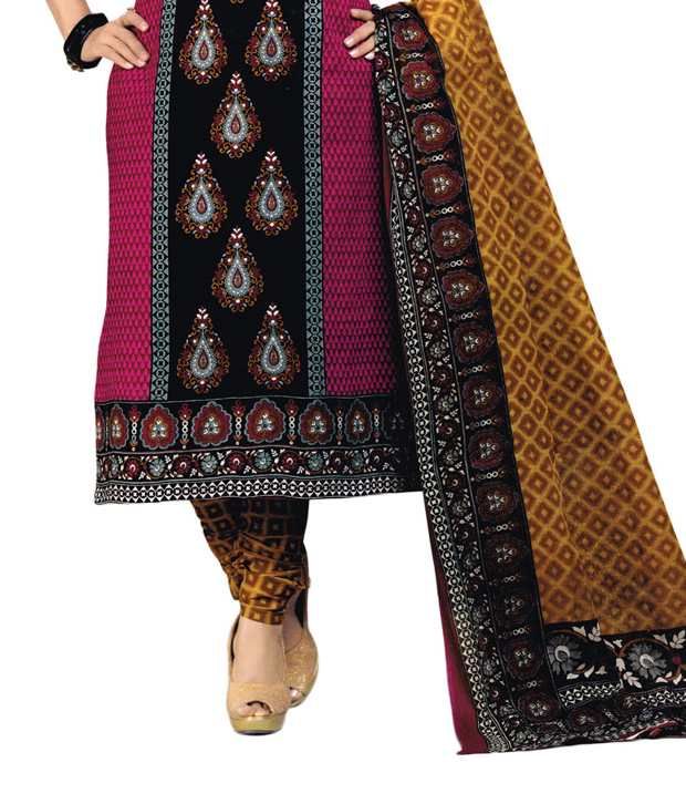 Shree Ganesh Purple and Grey Cotton Printed Dress Material - Buy Shree Ganesh Purple and Grey 