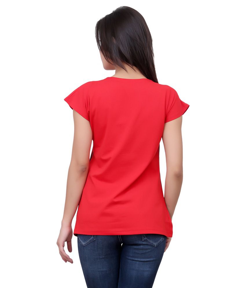 Buy Laura Dennis Red Cotton Lycra T Shirt Online at Best Prices in ...