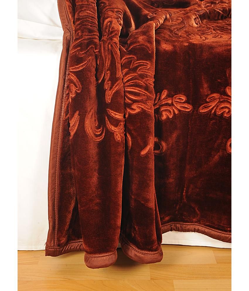 Shital Embossed Double AC Blanket Dark Brown Buy Shital Embossed