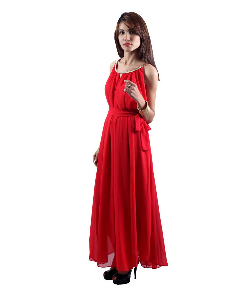 Envy Red Georgette Maxi Dress - Buy Envy Red Georgette Maxi Dress ...