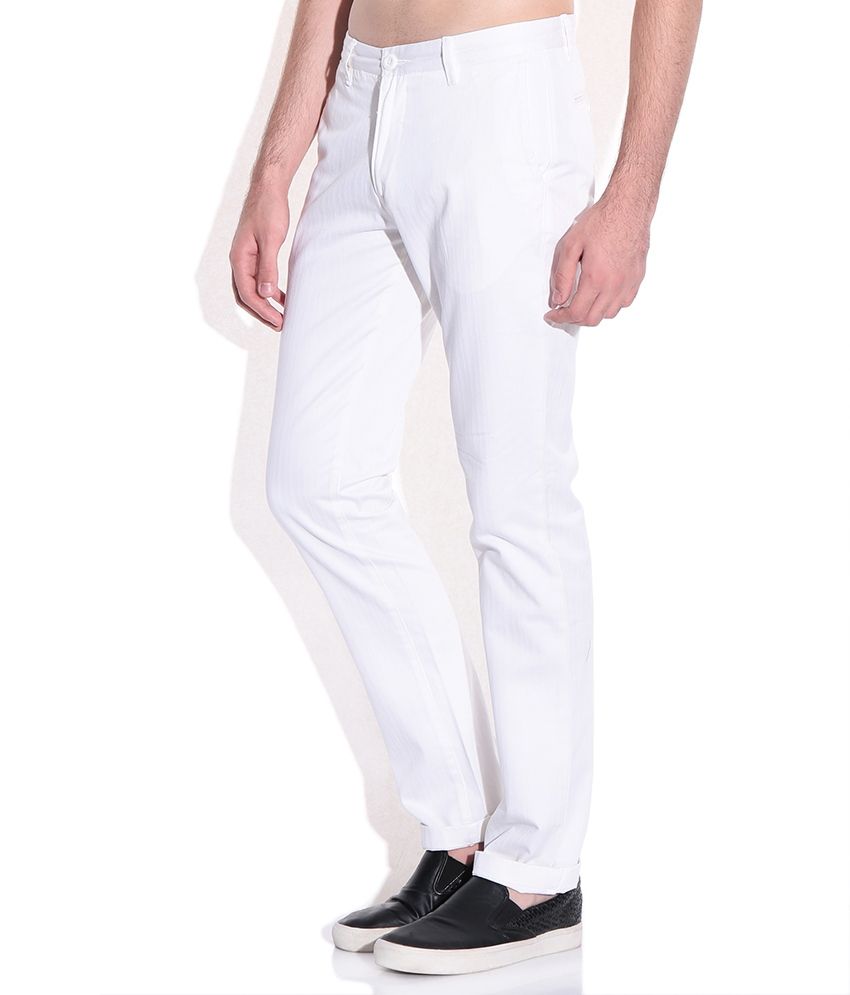 white slim fit trousers
