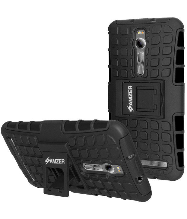 Amzer Hybrid Warrior Case For Asus Zenfone 2 Ze551ml Asus Zenfone 2 Ze550ml Black Plain Back Covers Online At Low Prices Snapdeal India