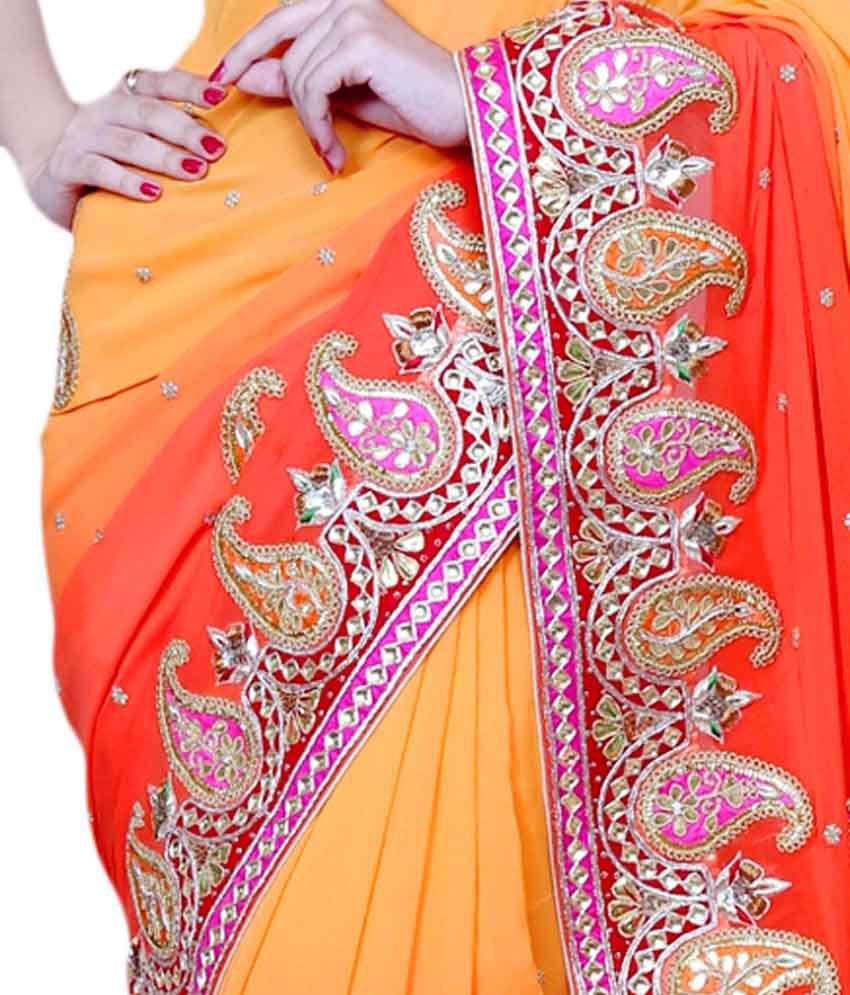 Vandana Fashion Multicoloured Georgette Saree - Buy Vandana Fashion Multicoloured Georgette 