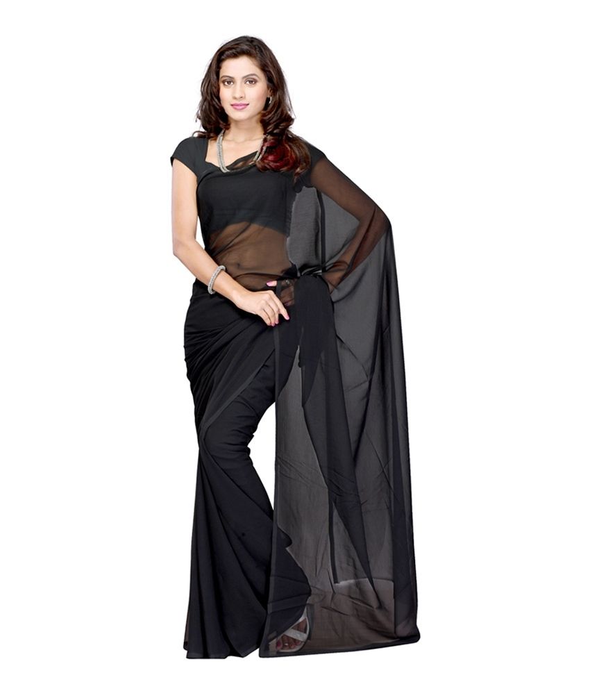 chiffon plain saree with designer blouse