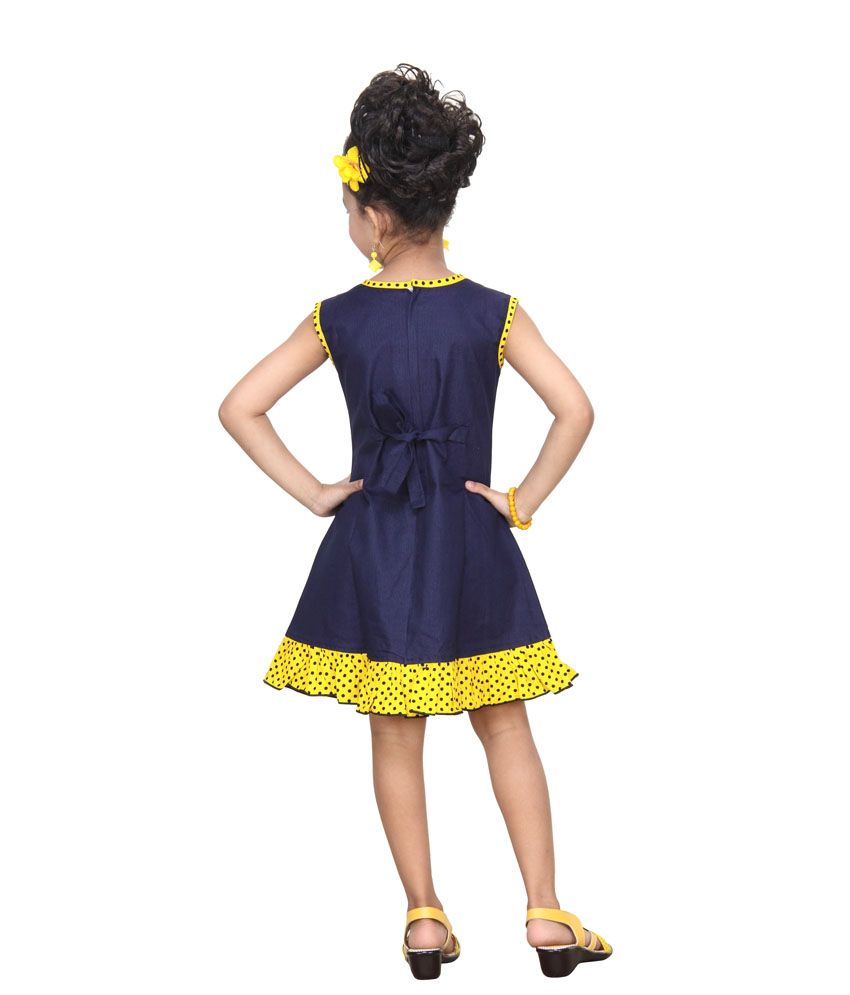 Trendy Girls Yellow Cotton Knee Length Sleevless Frock - Buy Trendy Girls Yellow Cotton Knee 