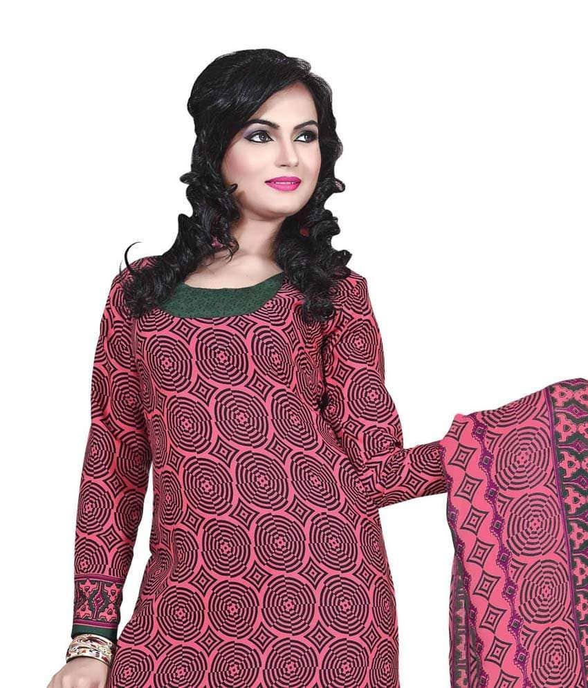 pink cotton dress material