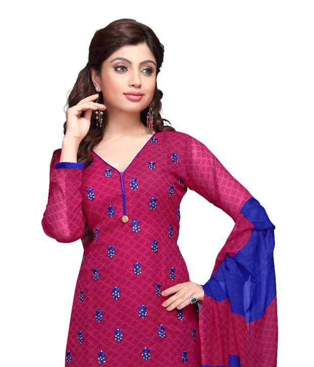 Jiya Pink Faux Georgette Unstitched Dress Material Buy Jiya Pink Faux Georgette Unstitched