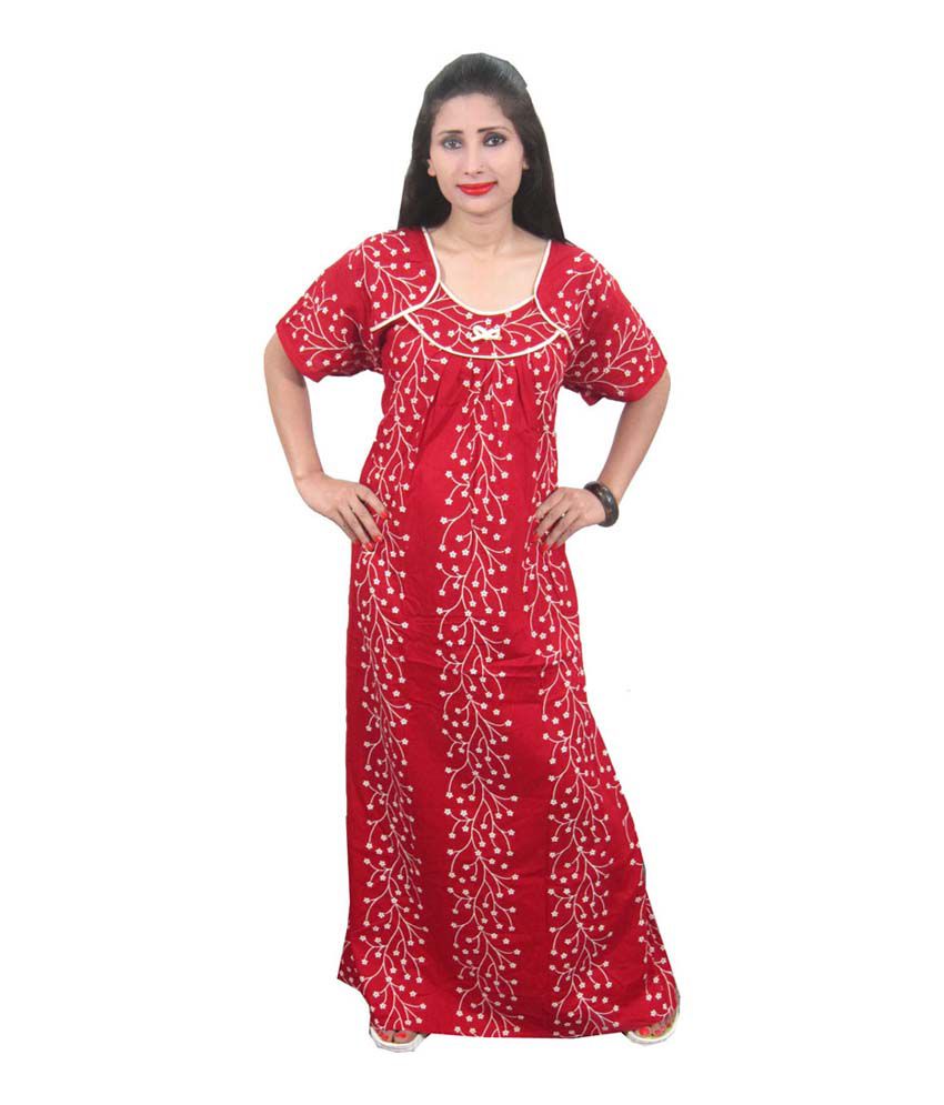 Buy Indiatrendzs Red Cotton Nighty Online at Best Prices in India ...