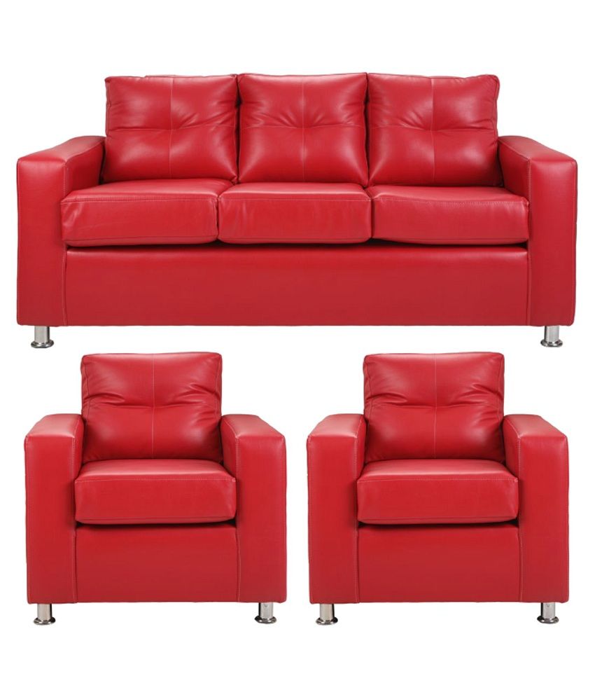 Pallazio 5 Seater Sofa Set (3+1+1) in Red - Buy Pallazio 5 ...