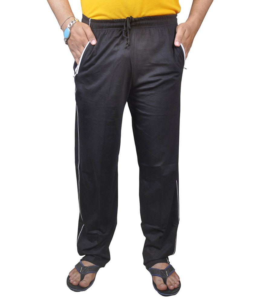 Wawa Mens 100 % Cotton Black Track Pants With Zipper Pockets - Buy Wawa ...