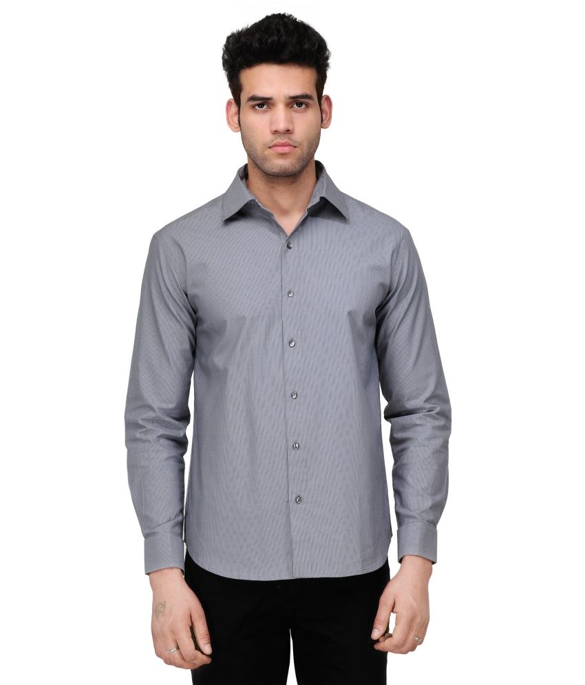 Abrar Ali For Glitstreet Gray Cotton Cotton Shirt With French Cuffs ...