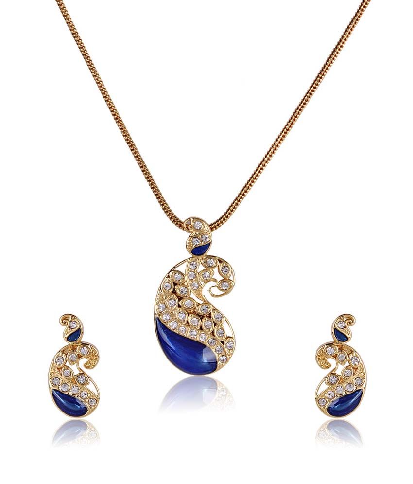 Estelle Blue Alloy Circle Of Life Crystal Necklace Set Buy Estelle