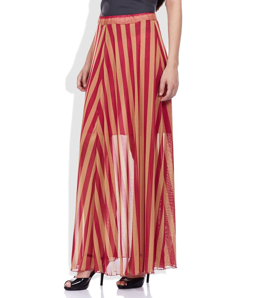Buy Sisley Magenta Pink Striped Long Skirt Online at Best Prices in ...