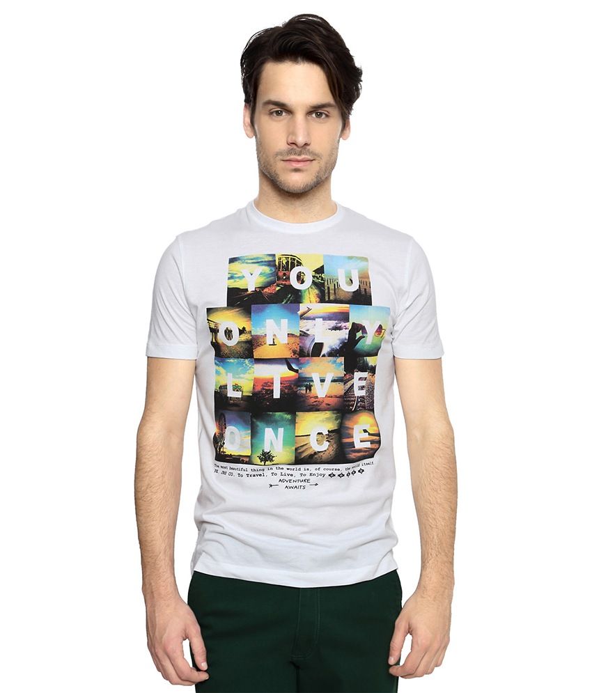 Peter England White Round Neck T Shirt Buy Peter England White Round