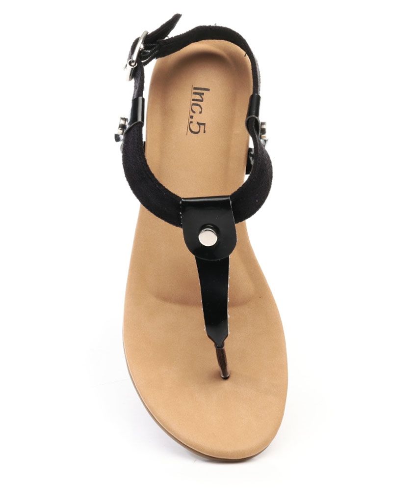 black ankle strap flat