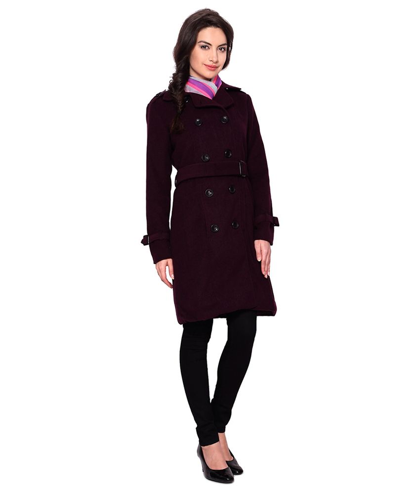 Buy People Purple Long Trench Coat Online at Best Prices in India ...