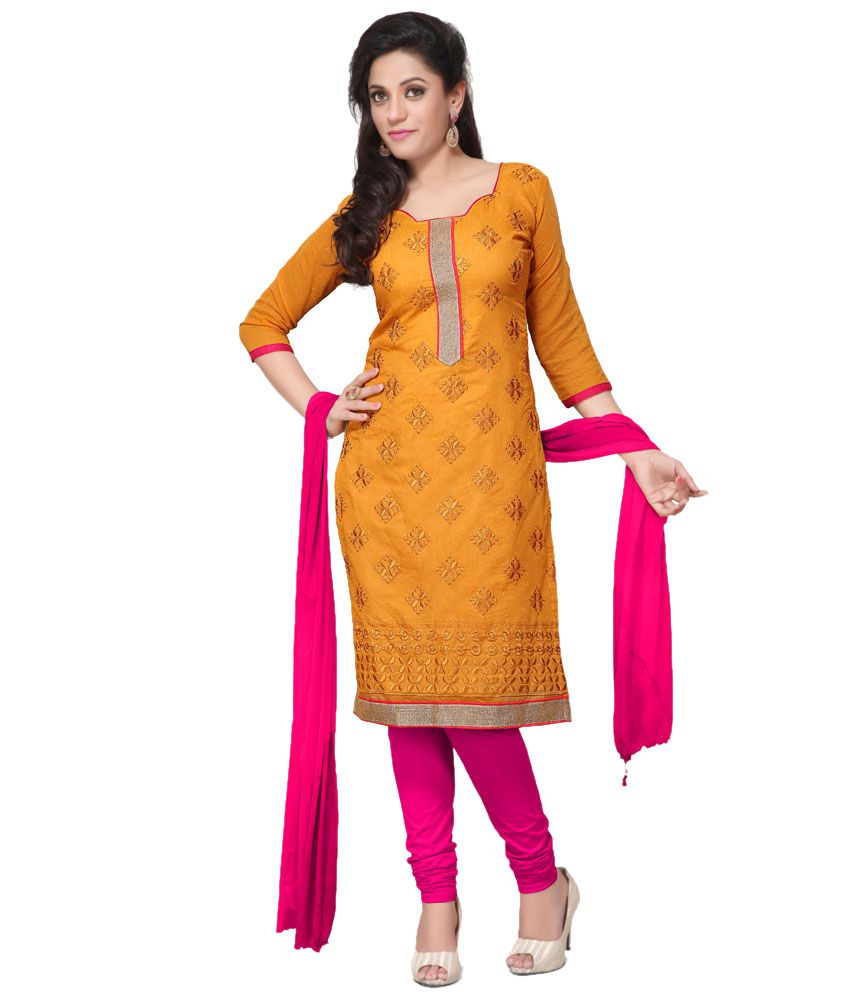 Style Holich Modern Gold Churidar Dress Material - Buy Style Holich ...