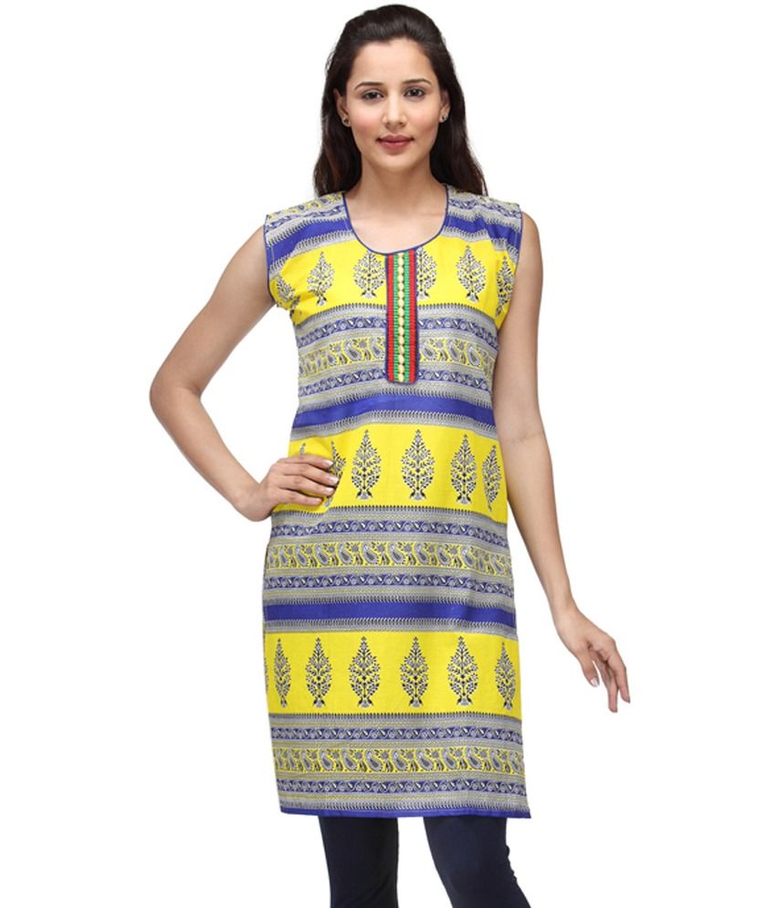 sleeveless yellow kurti