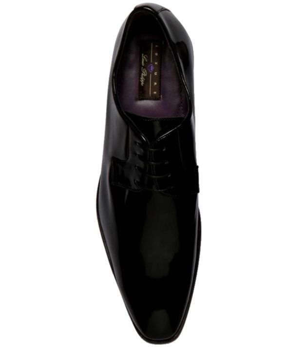 louis philippe black lace up shoes